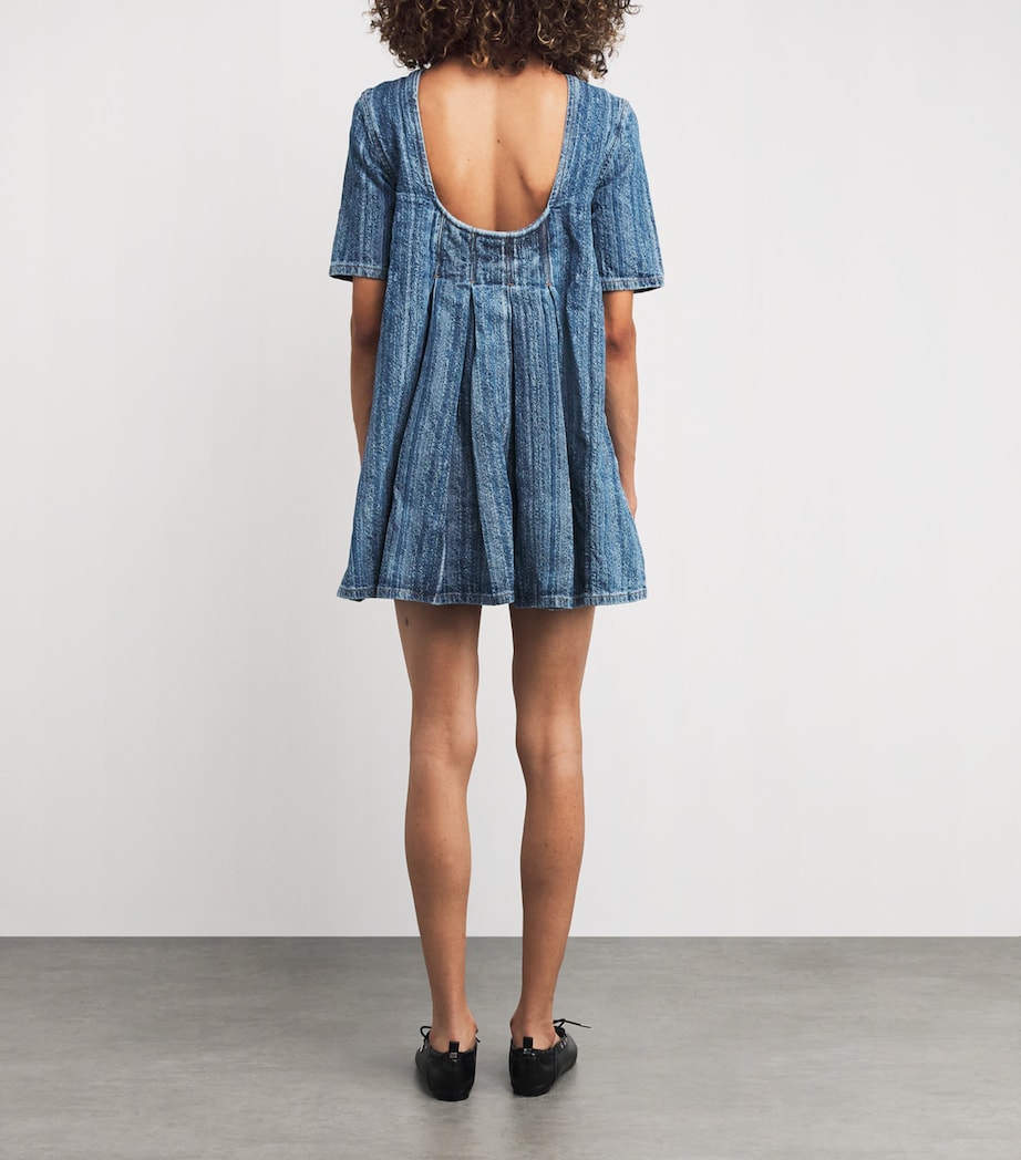 GANNI Blue Denim Open-Back Mini Dress