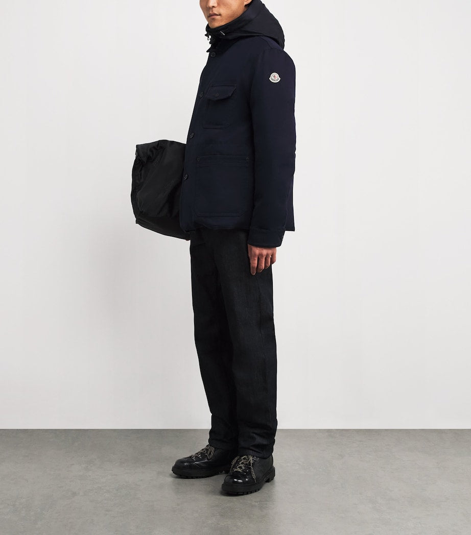 Moncler Blue Double-Layered Hooded Arras Jacket