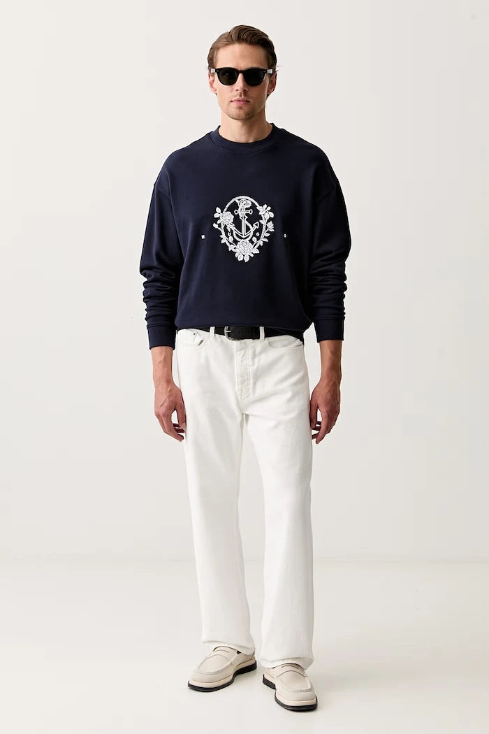 HUGO erkek pamuklu oversize sweatshirt Dursen