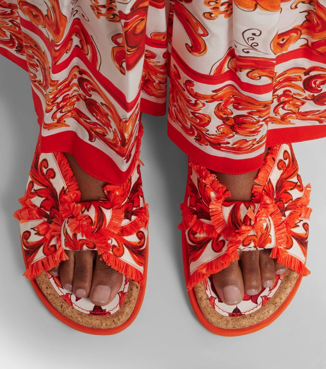 Dolce&Gabbana - Majolica fringed brocade slides