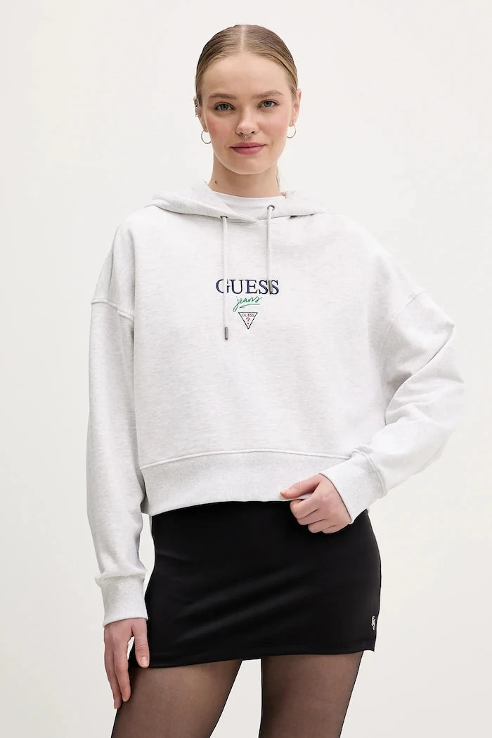 Guess Jeans kadın pamuklu kapüşonlu sweatshirt