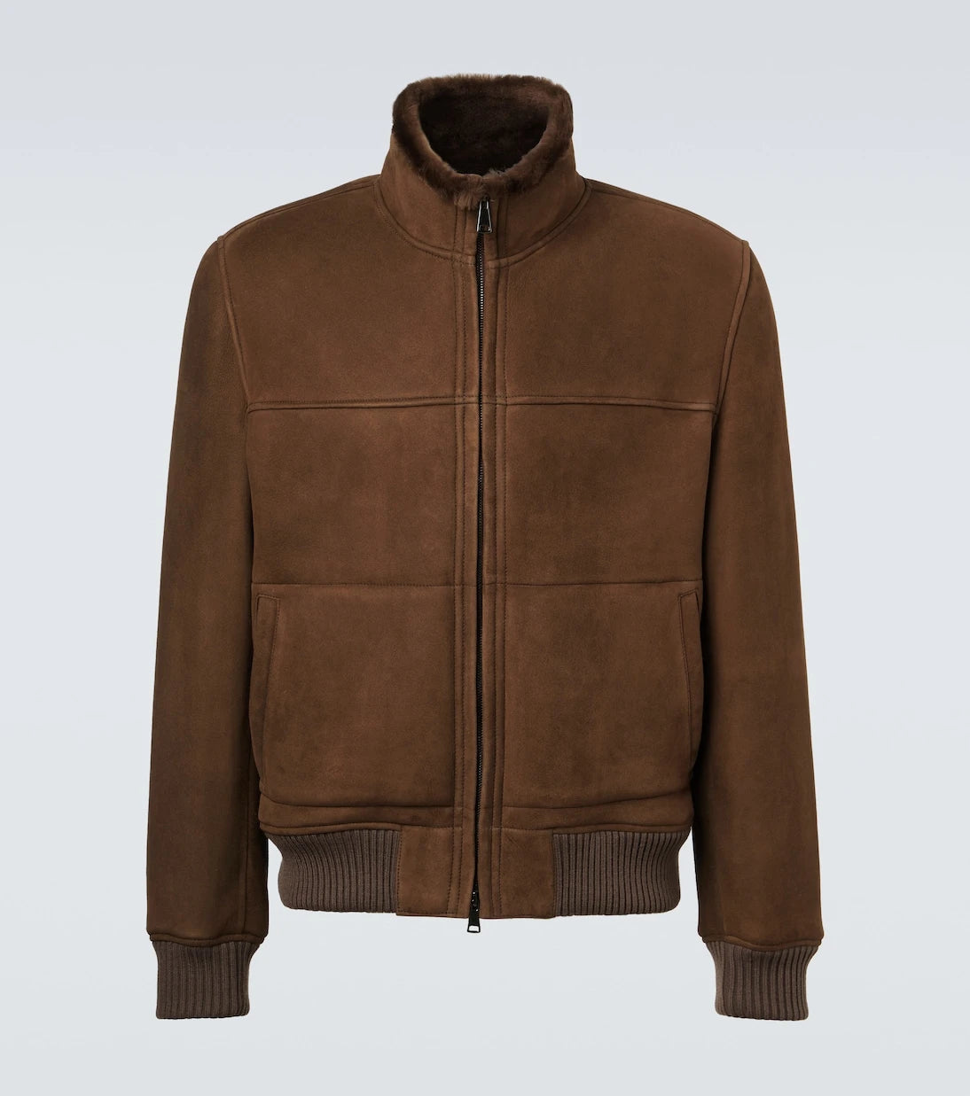 Thom Sweeney - Shearling-lined suede bomber jacket