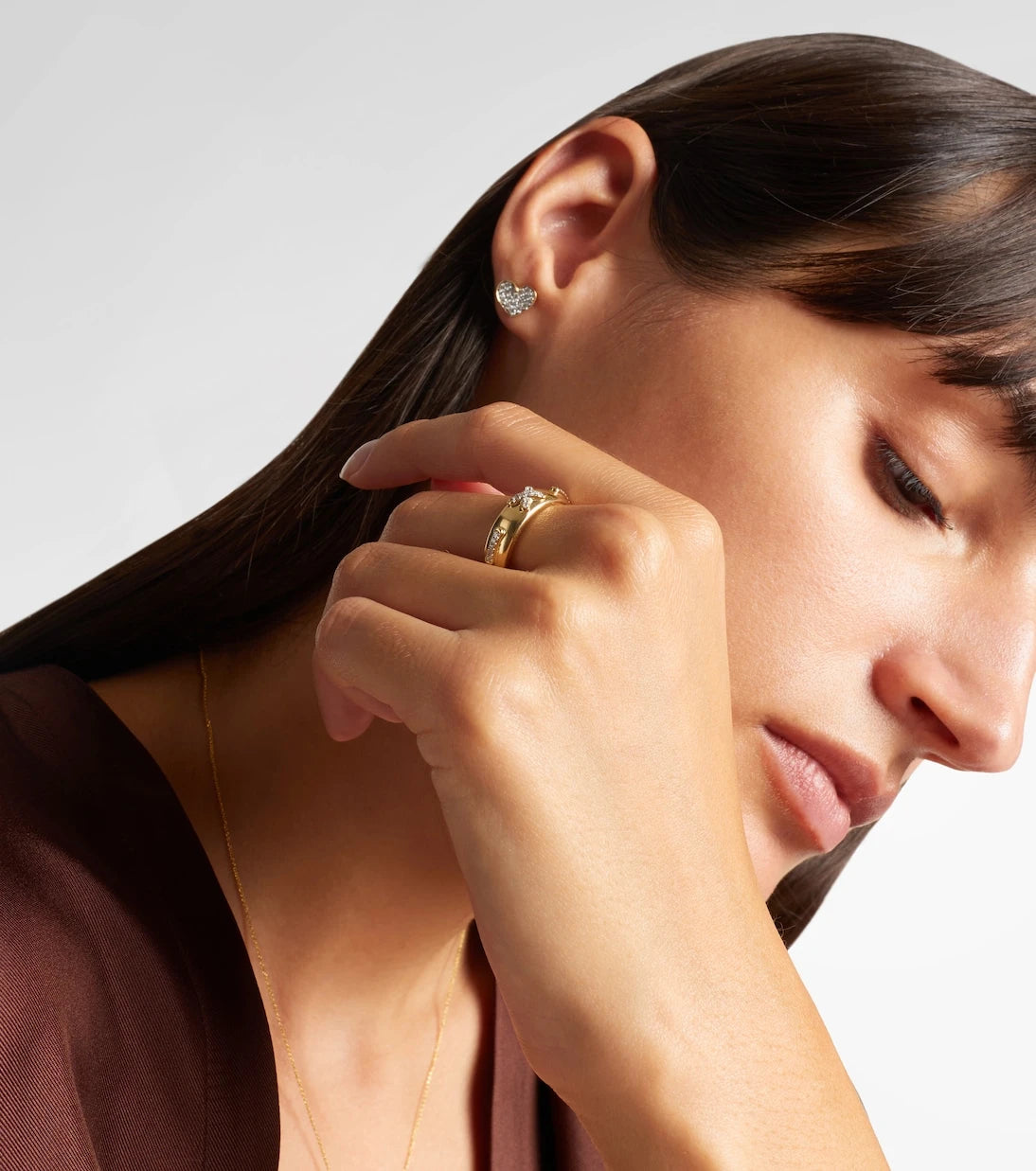 Stone and Strand - Diamond Cross Stitch 14kt gold ring with white diamonds