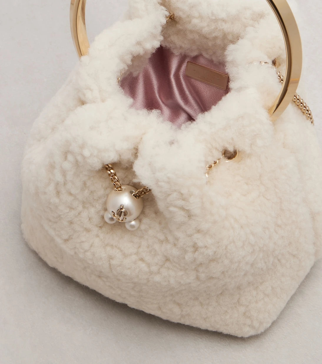 Jimmy Choo - Bon Bon Small shearling bucket bag