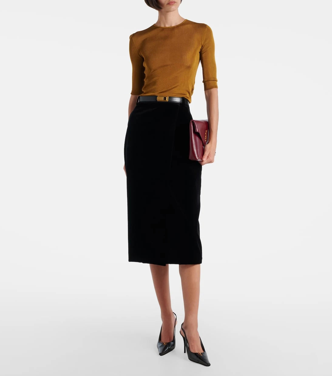 Saint Laurent - Cotton velvet pencil skirt