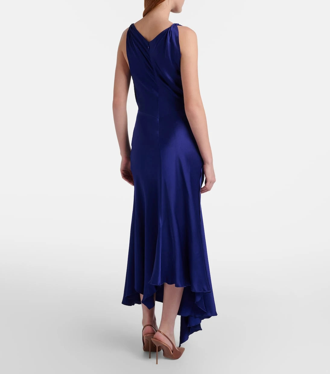 Victoria Beckham - Draped asymmetric satin midi dress