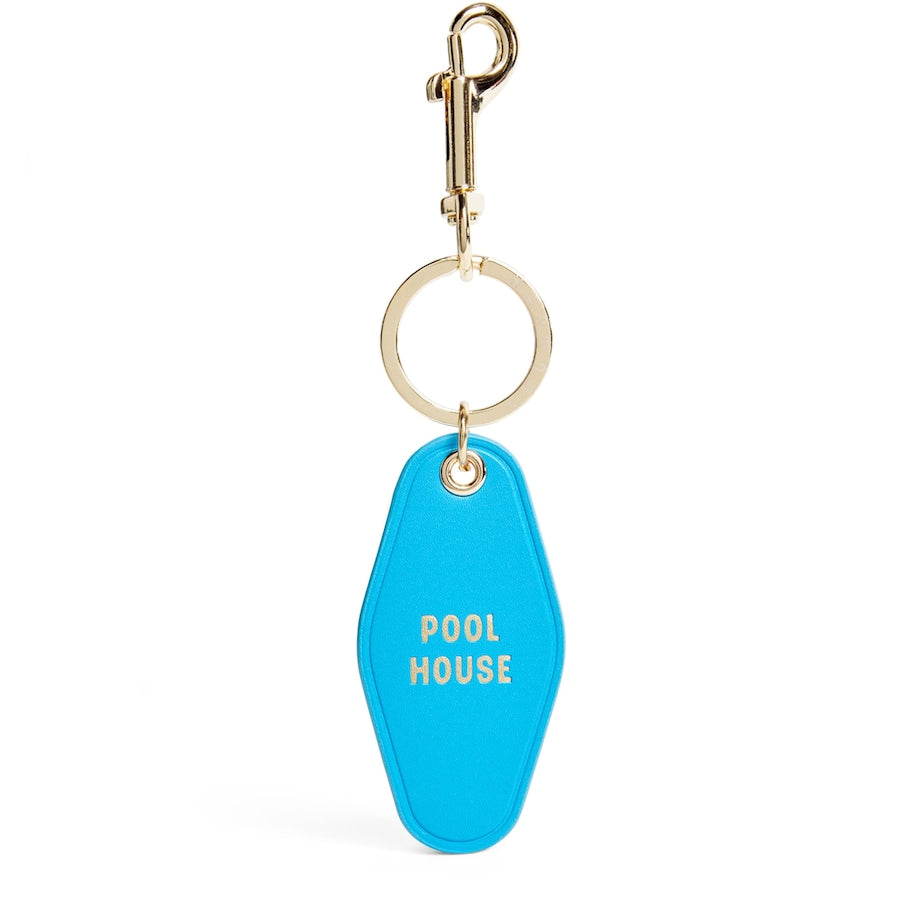 Blue Leather Pool House Keyring