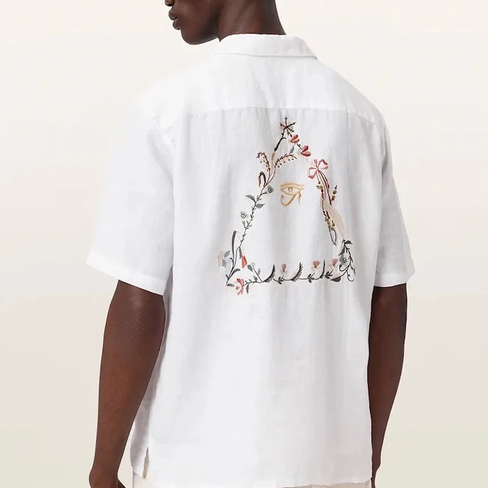 AllSaints риза мъжка от лен TRI