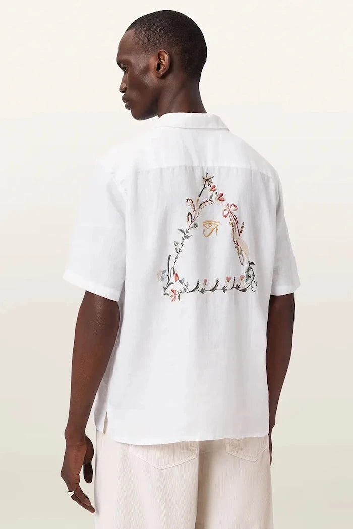 AllSaints риза мъжка от лен TRI