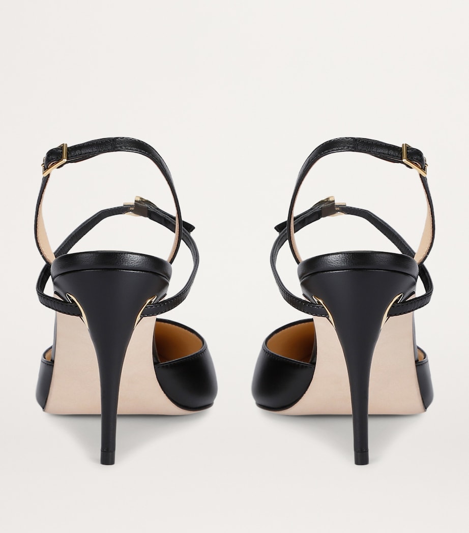 Jennifer Chamandi Black Leather Vittorio Slingback Pumps 85