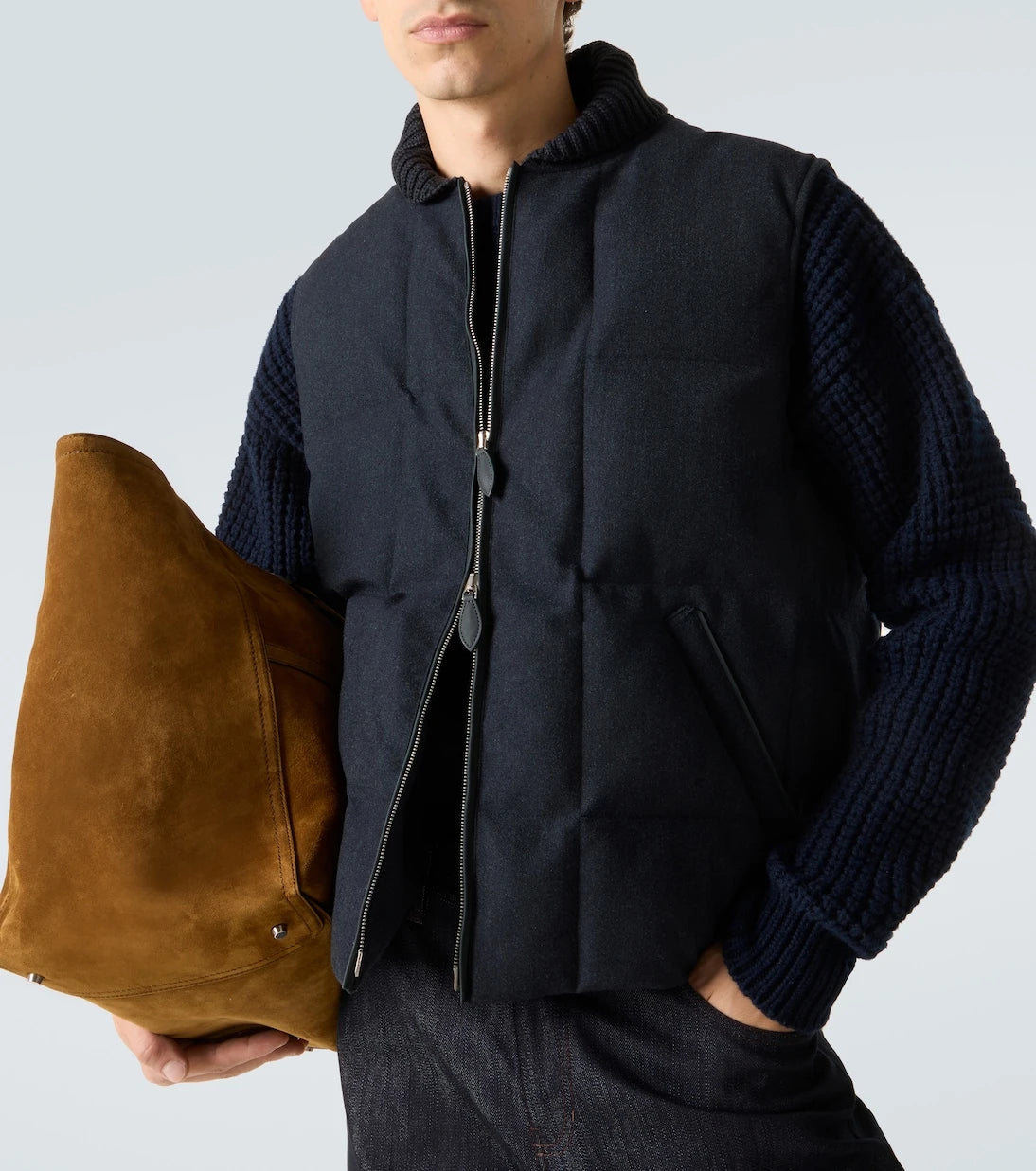 Berluti - Leather-trimmed quilted wool-blend vest