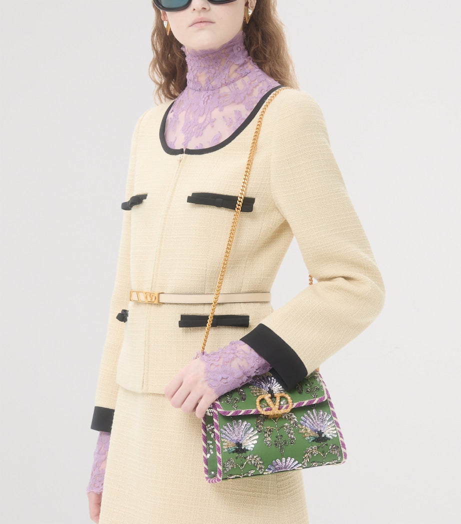 Valentino Garavani Green Mini Leather Embellished Top-Handle Bag