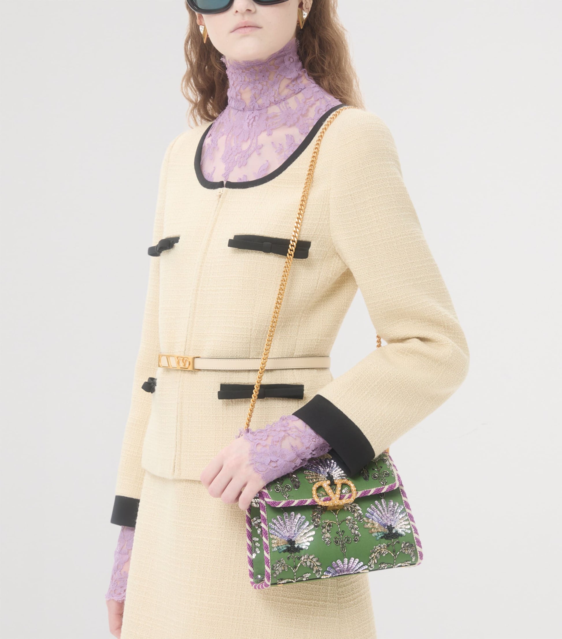 Valentino Garavani Green Mini Leather Embellished Top-Handle Bag