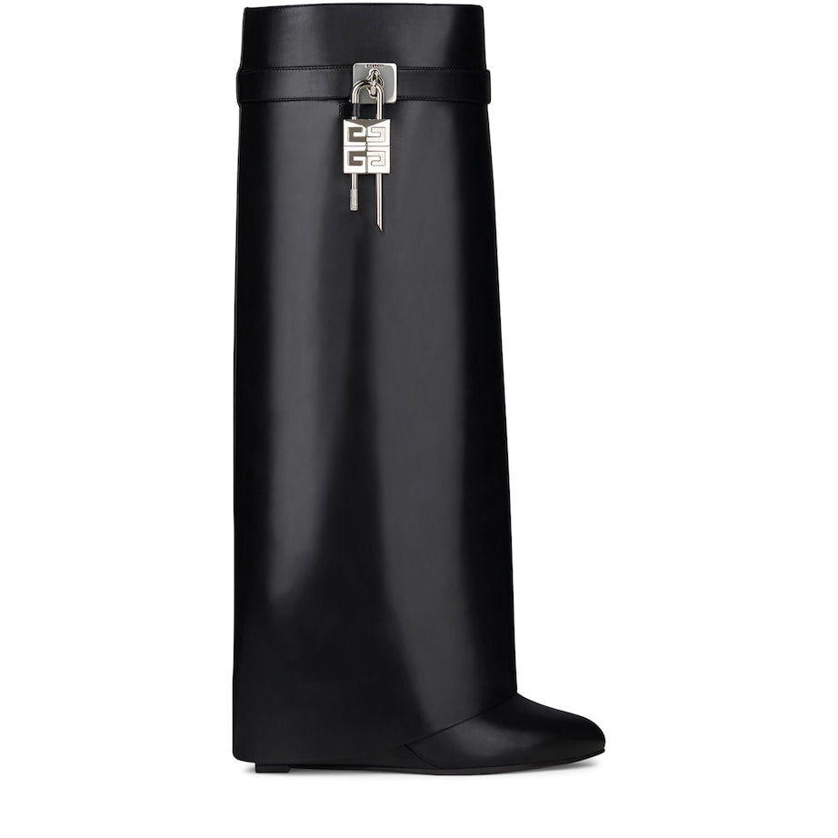 Givenchy Black Leather Shark Lock Knee-High Boots 90
