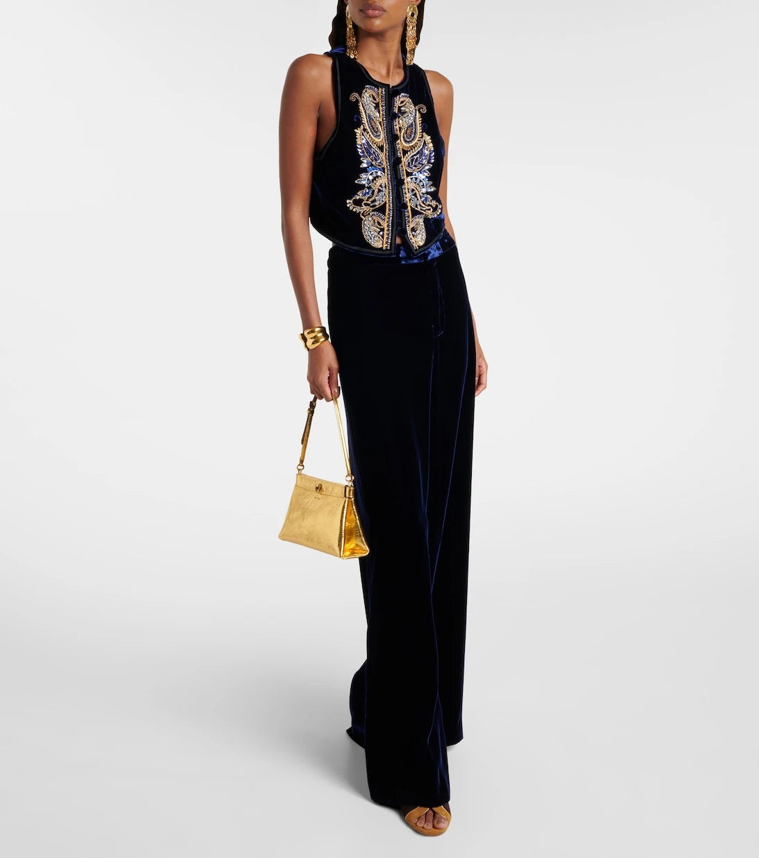 Etro - Talk Small metallic leather clutch