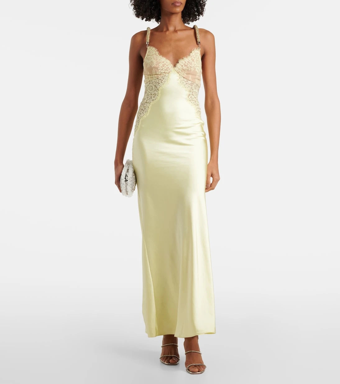Self-Portrait - x Christopher Kane lace-trimmed satin maxi dress