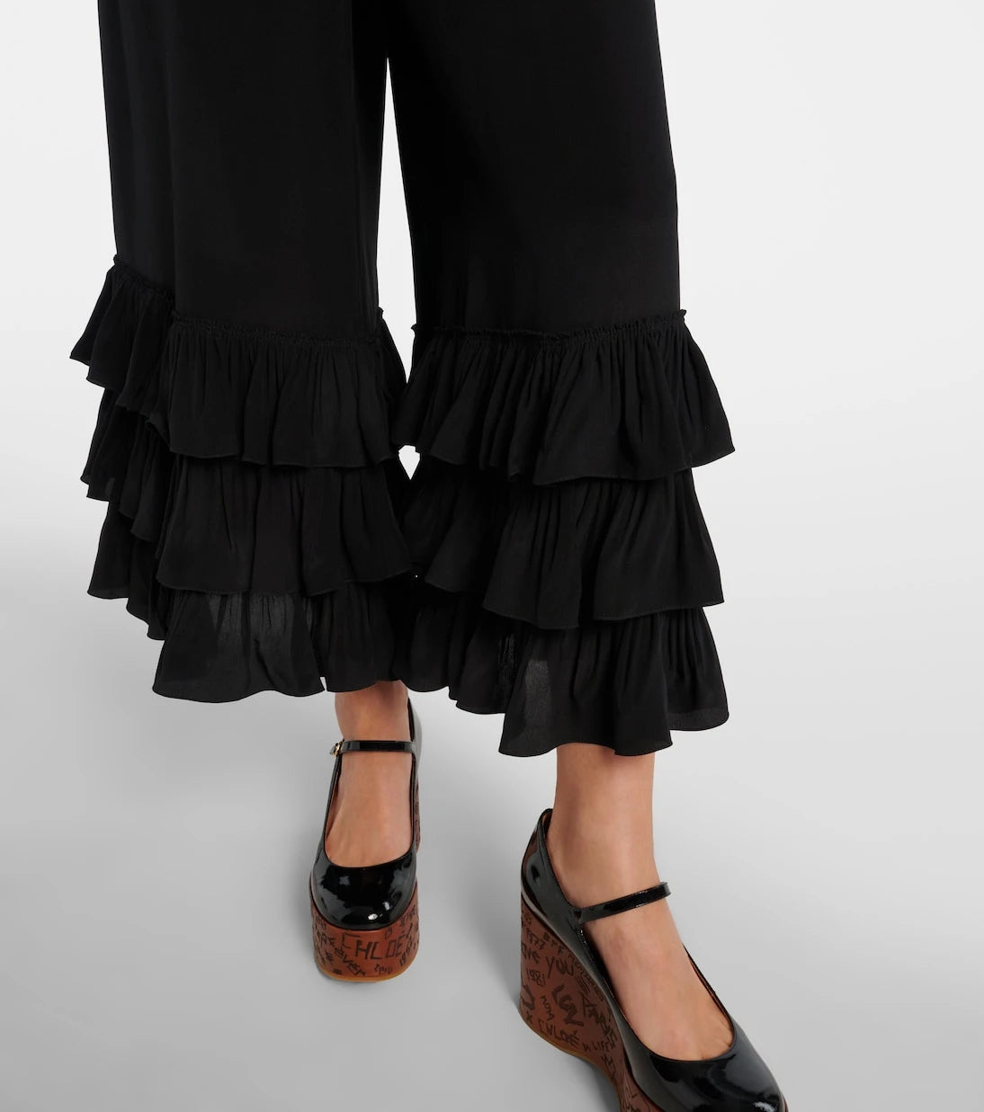 Chloé - Layered crêpe de chine wide-leg pants
