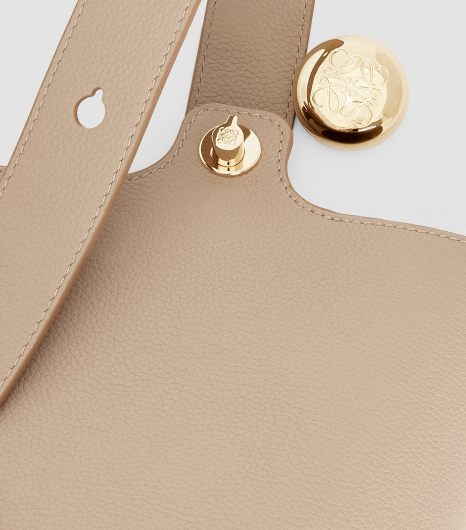 LOEWE Beige Mini Leather Pebble Bucket Bag