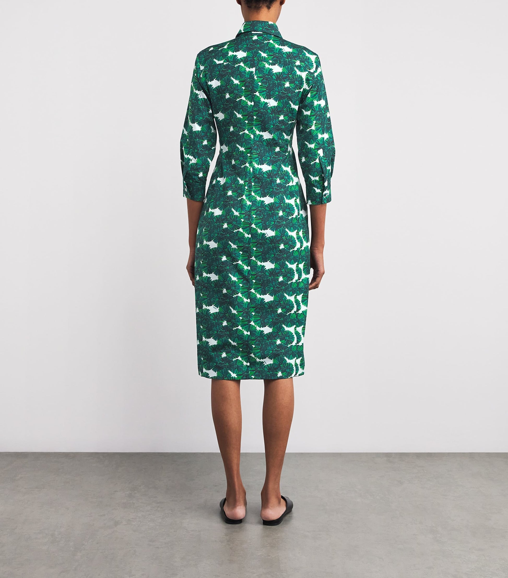 Max Mara Beige Cotton Poplin Print Shirt Dress