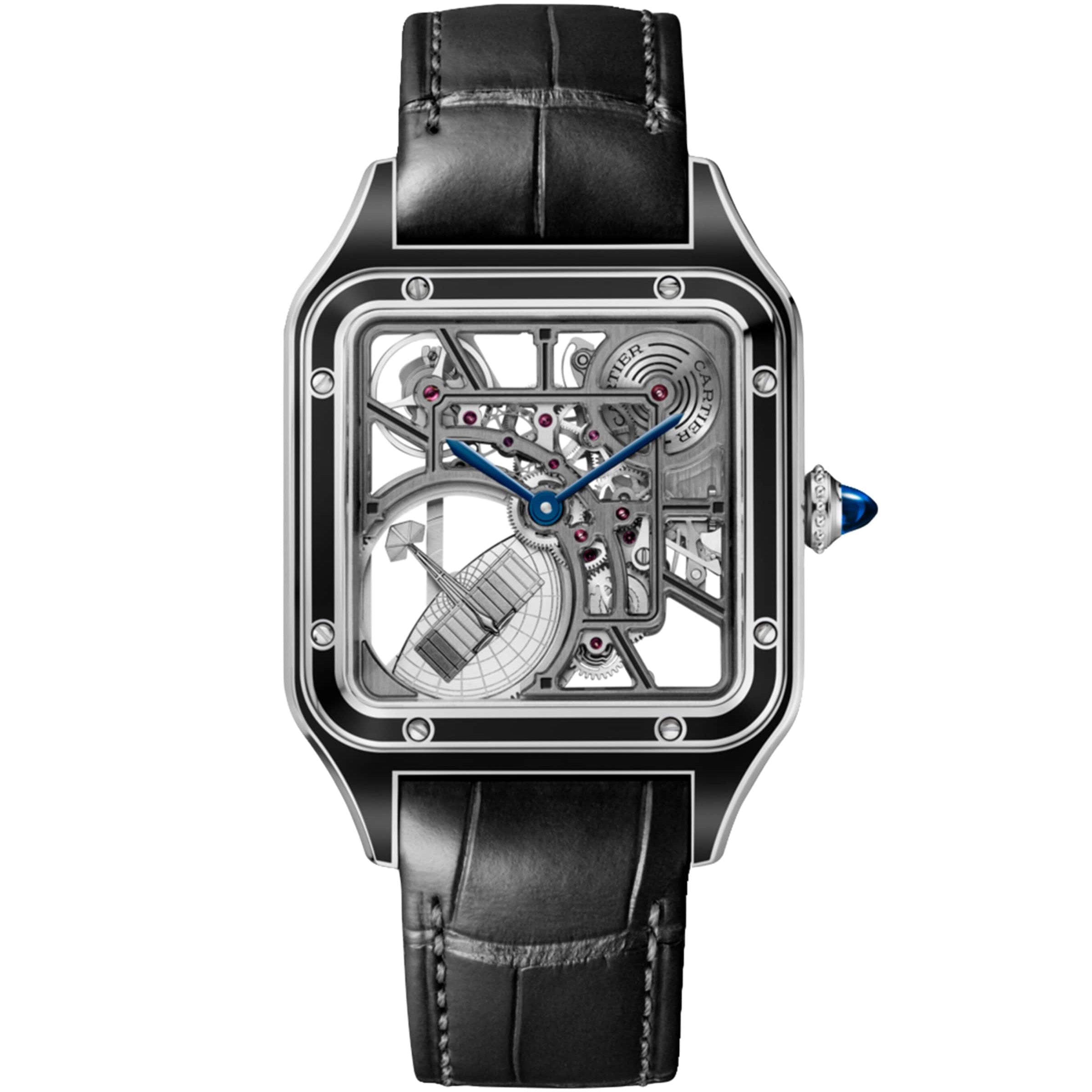 Large Steel Santos-Dumont Skeleton Watch 43.5mm