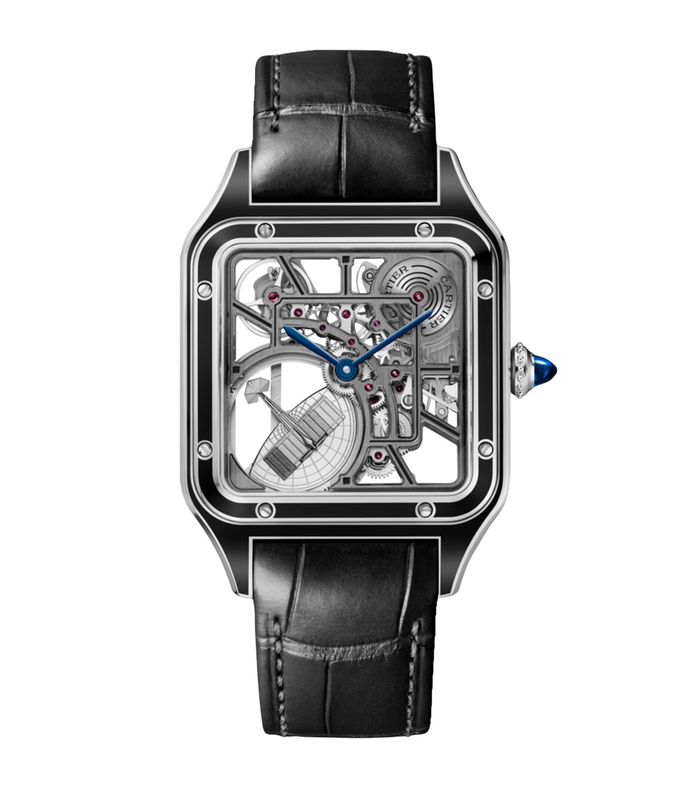 Large Steel Santos-Dumont Skeleton Watch 43.5mm