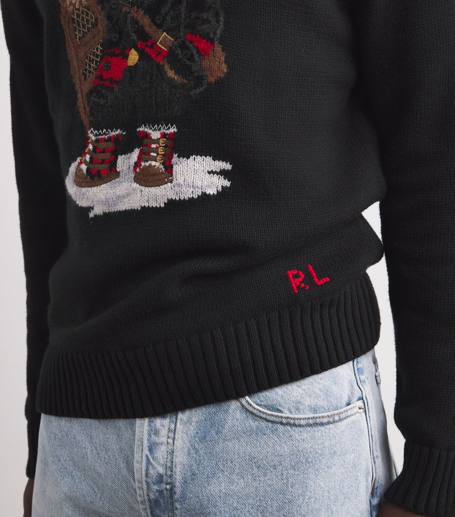 Polo Ralph Lauren Black Cotton-Cashmere Holiday Bear Sweater