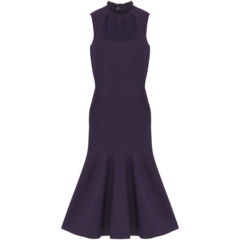 McQueen Purple Fringe-Detail Midi Dress