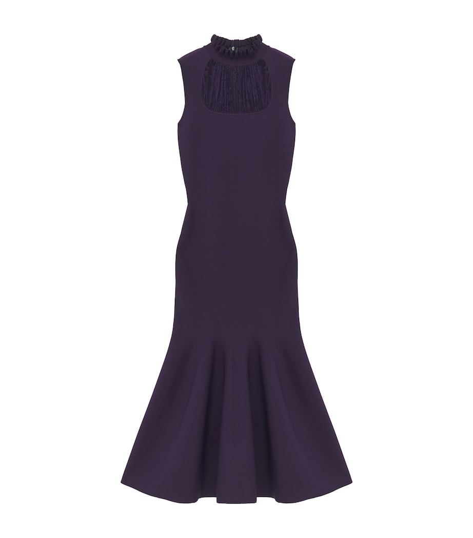 McQueen Purple Fringe-Detail Midi Dress