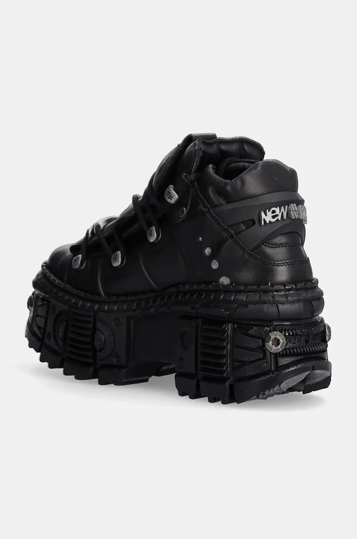 New Rock Crust Negro + Tank Casco Negro Deri Spor Ayakkabı