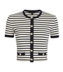 Cotton-Blend Striped Top ECRU/NAVY BLUE