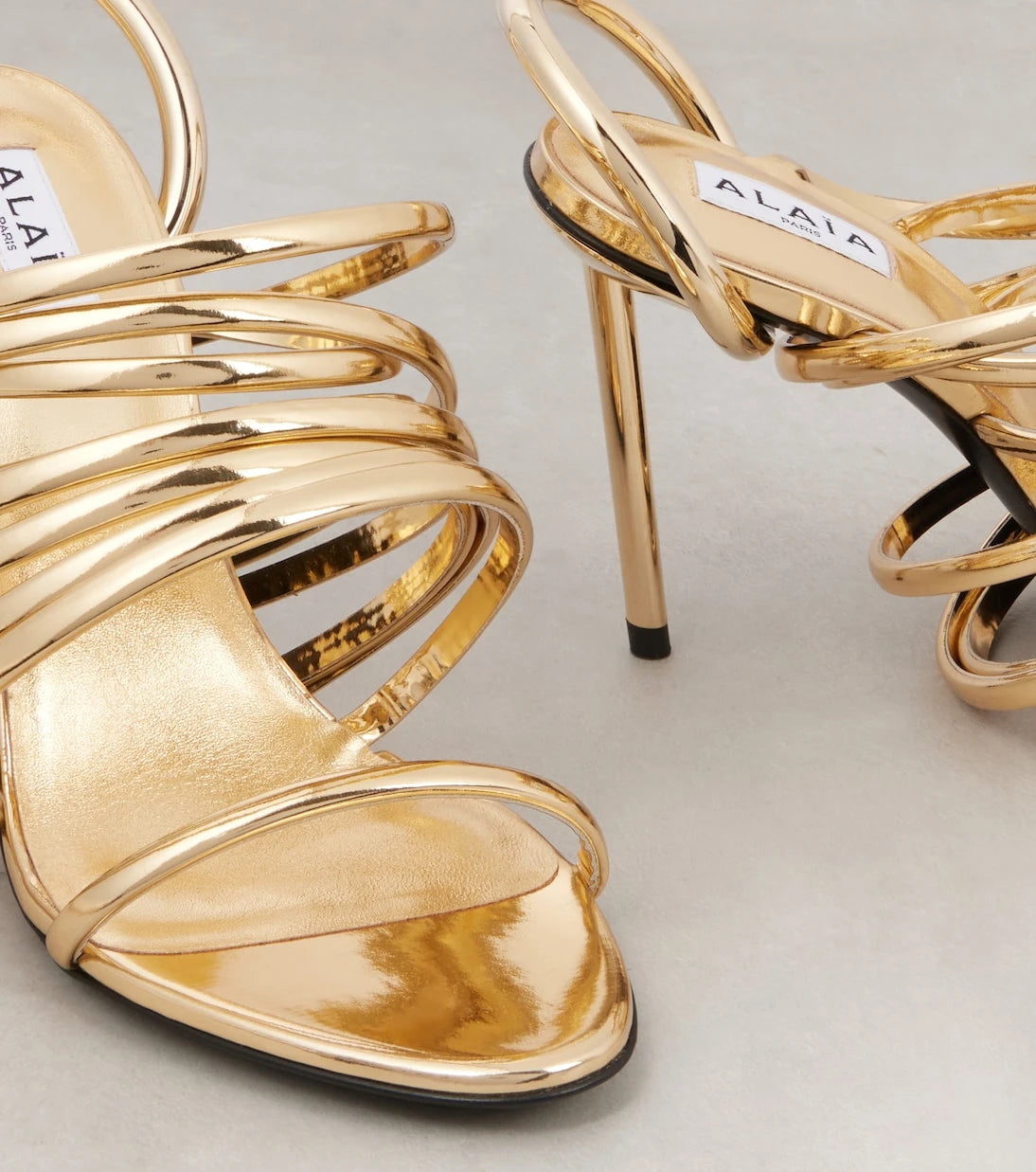 Alaïa - Spiral 90 metallic leather sandals