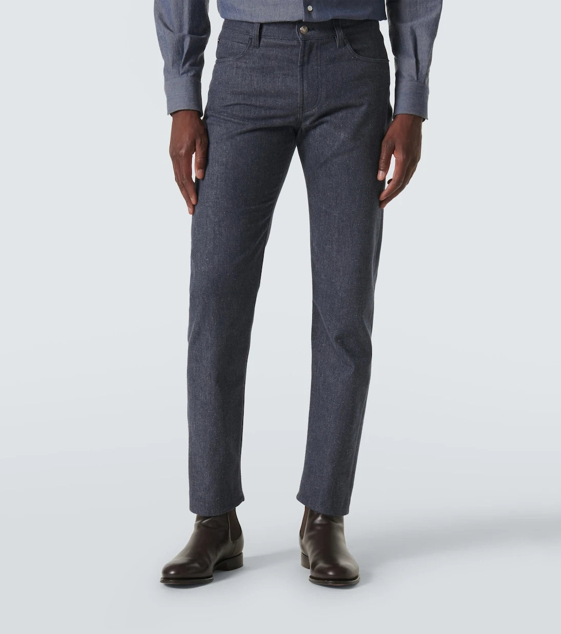 Loro Piana - بنطلون جينز بقصة مستقيمة وخصر متوسط الارتفاع