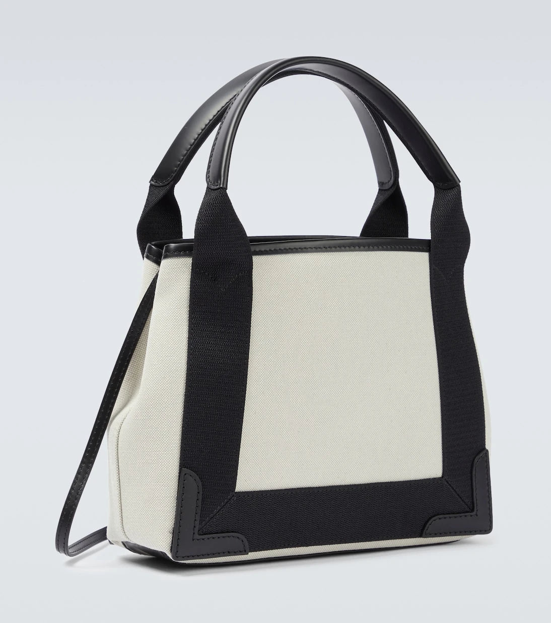 Balenciaga - حقيبة قماش كاباس المزينة بالجلد