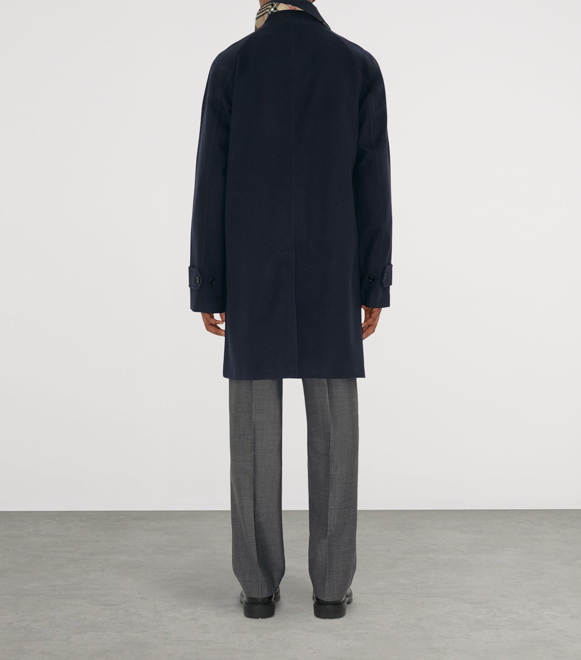 Navy Cashmere Mid-Length Car Coat