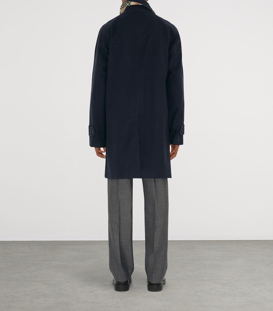 Navy Cashmere Mid-Length Car Coat