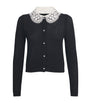 Alice+Olivia Black Wool Collared Carson Cardigan