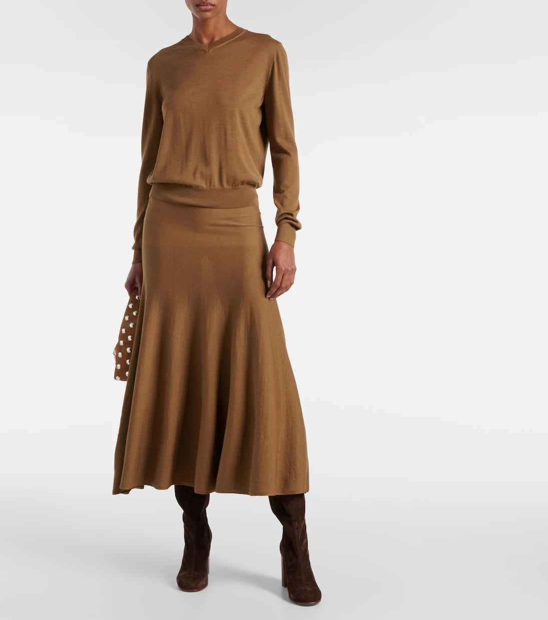 Khaite - Mayu knitted wool midi skirt