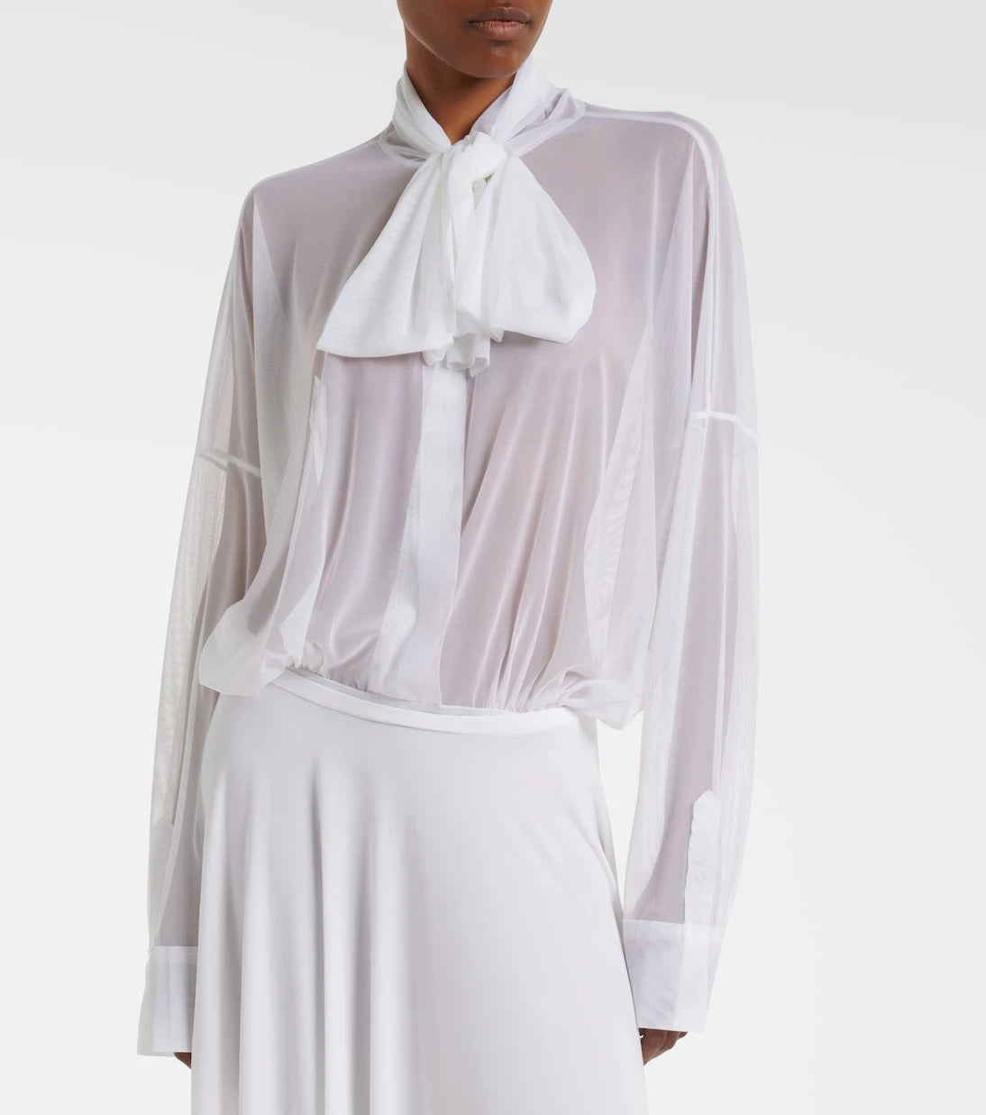 Norma Kamali - Oversized bow-detail bodysuit