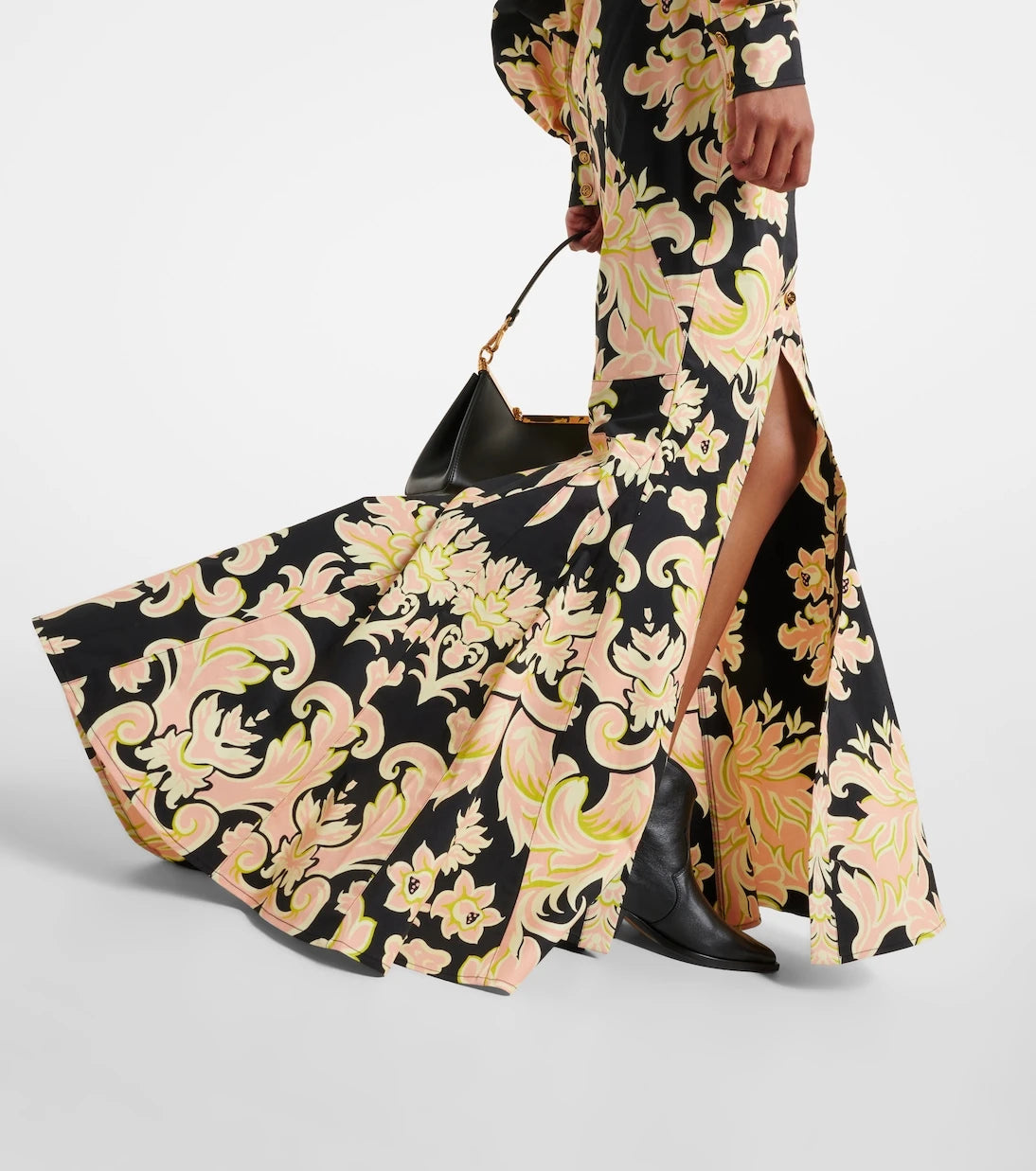 Etro - فستان قميص طويل من مزيج القطن المطبوع