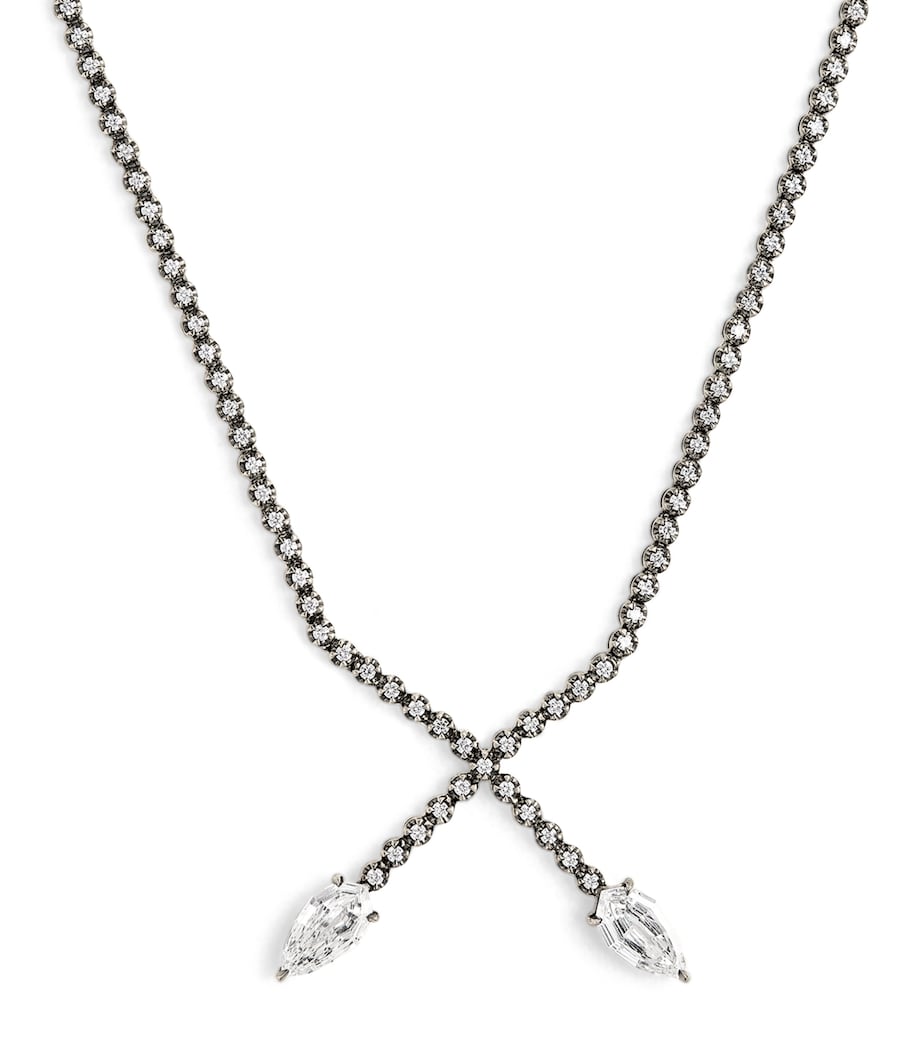 Eva Fehren Blackened White Gold and Diamond X Necklace