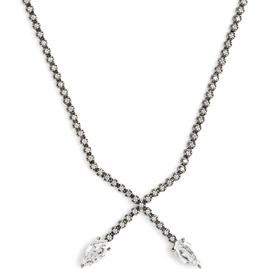 Eva Fehren Blackened White Gold and Diamond X Necklace