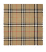 Beige Wool-Silk Reversible Check Scarf