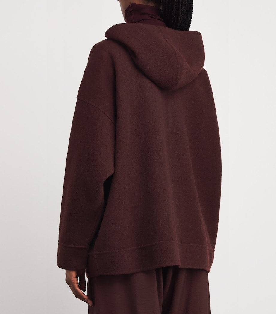 Wool-Blend Zip-Up Hoodie CHERRY