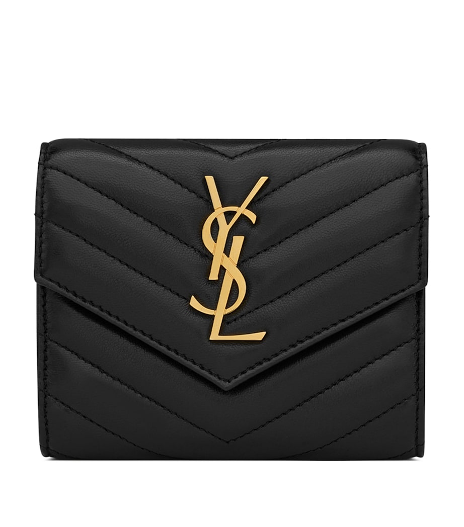 Saint Laurent Black Monogram Metalassé Trifold Wallet