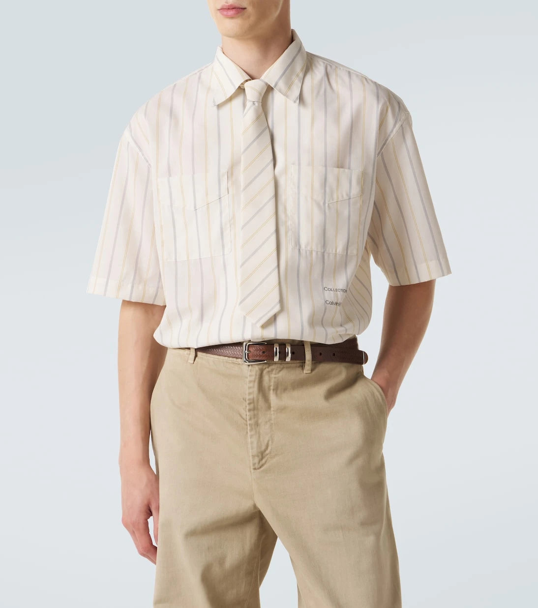Calvin Klein Collection - Nathaniel striped bowling shirt