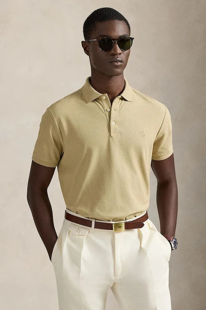 Памучна тениска с яка Polo Ralph Lauren