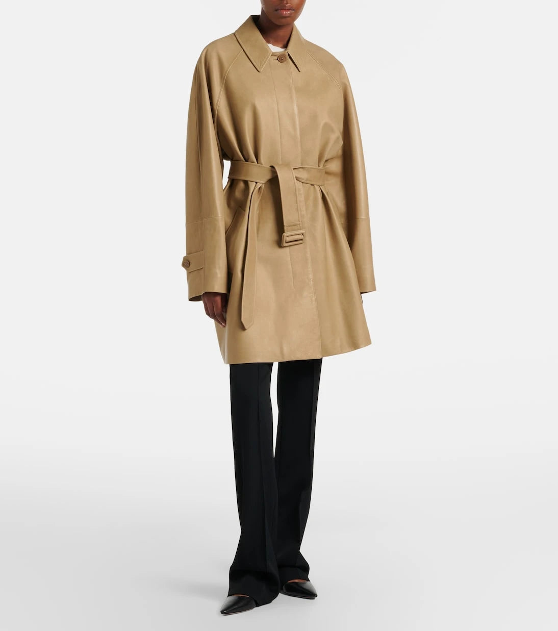 The Row - Amaya belted leather car coat