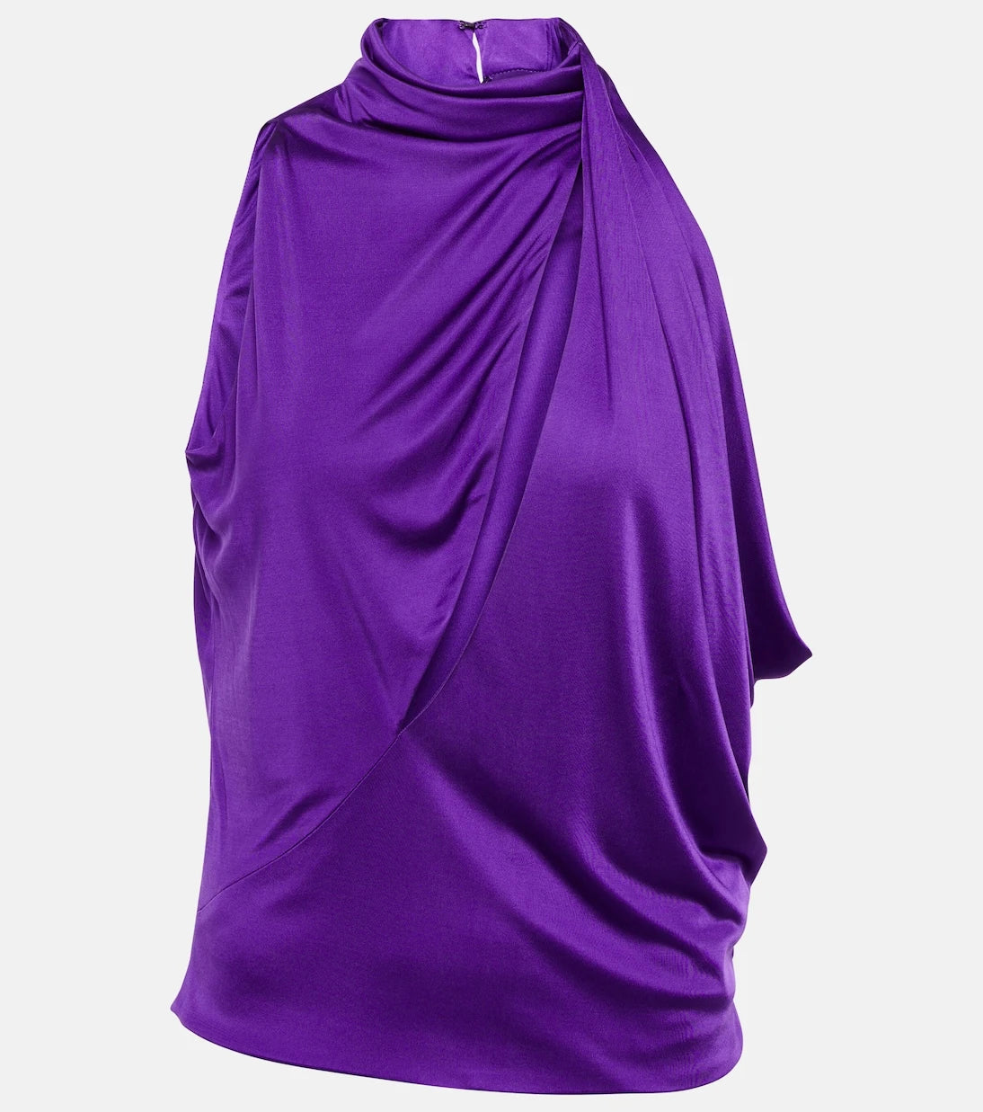Versace - Cutout turtleneck satin top