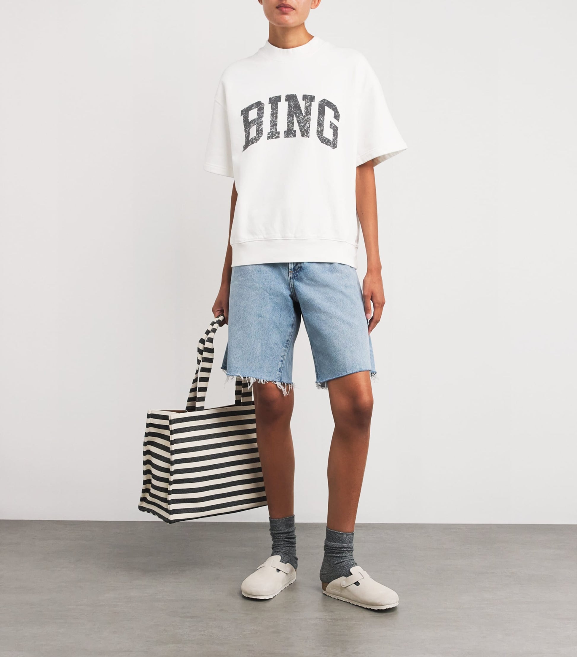 ANINE BING Ivory Cotton Logo Jay Sweatshirt