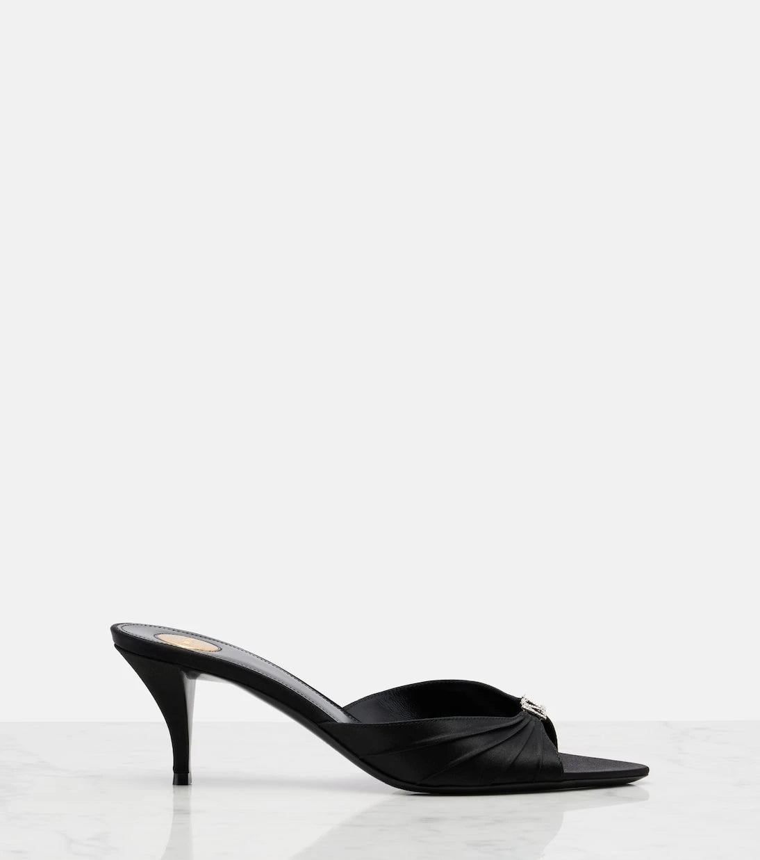 Saint Laurent - Jerry 60 embellished crêpe satin mules